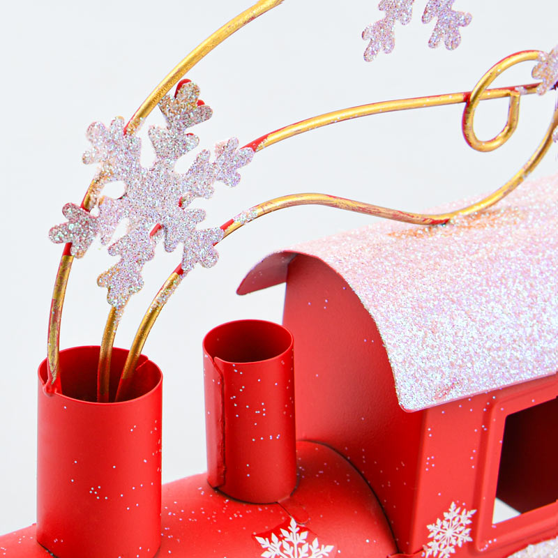 Train de Noël métal rouge