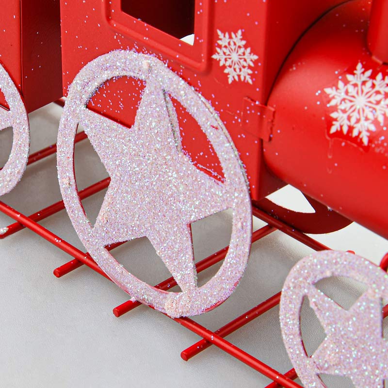 Train de Noël métal rouge
