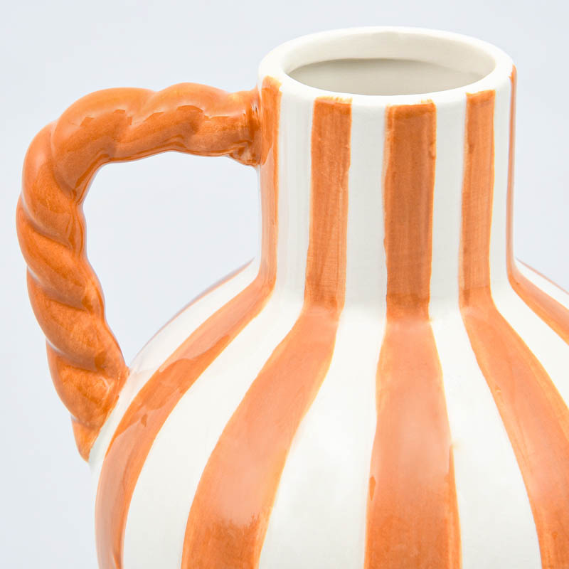 Vase rayé anse torsadée 