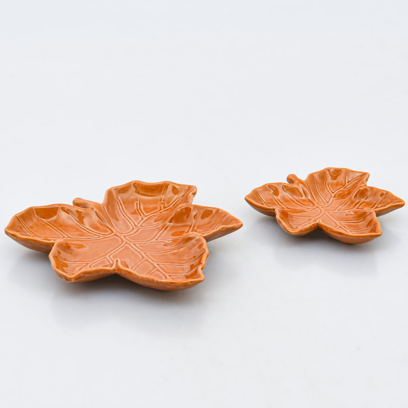 Vide-poche feuille 'Coeur d'Automne' marron