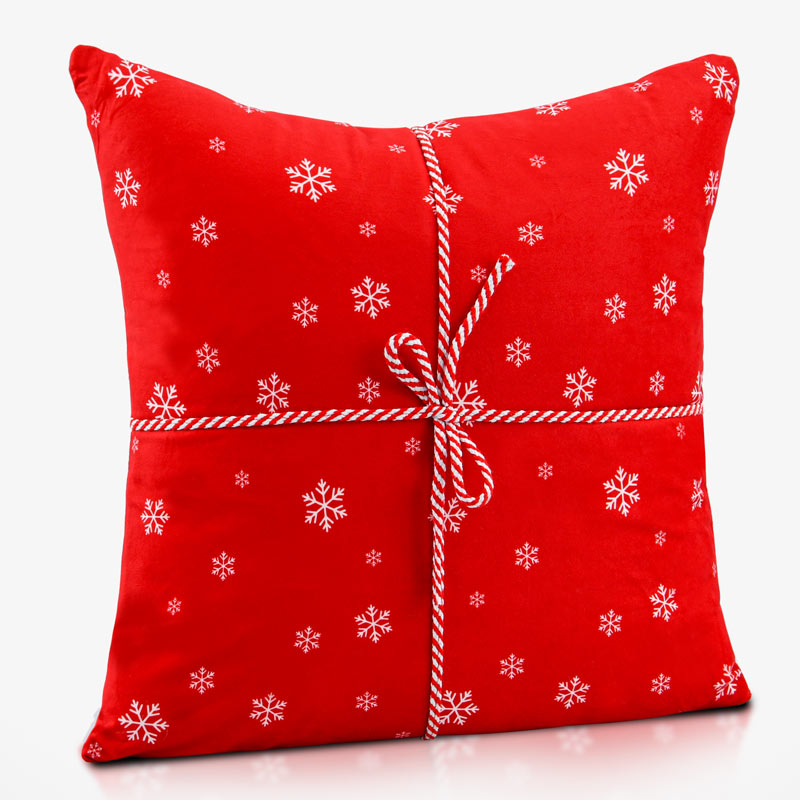 Coussin velours imprimé Noël rouge