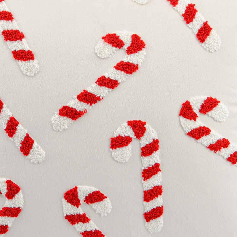 Coussin velours brodé sucre d'orge écru