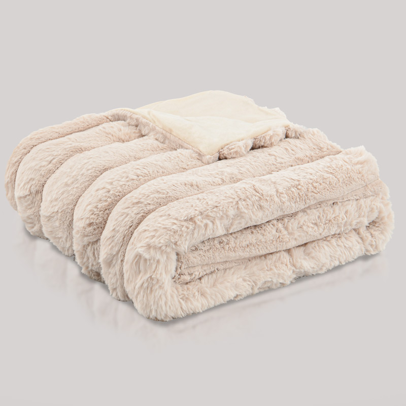 Plaid 'Astrid' imitation fourrure beige