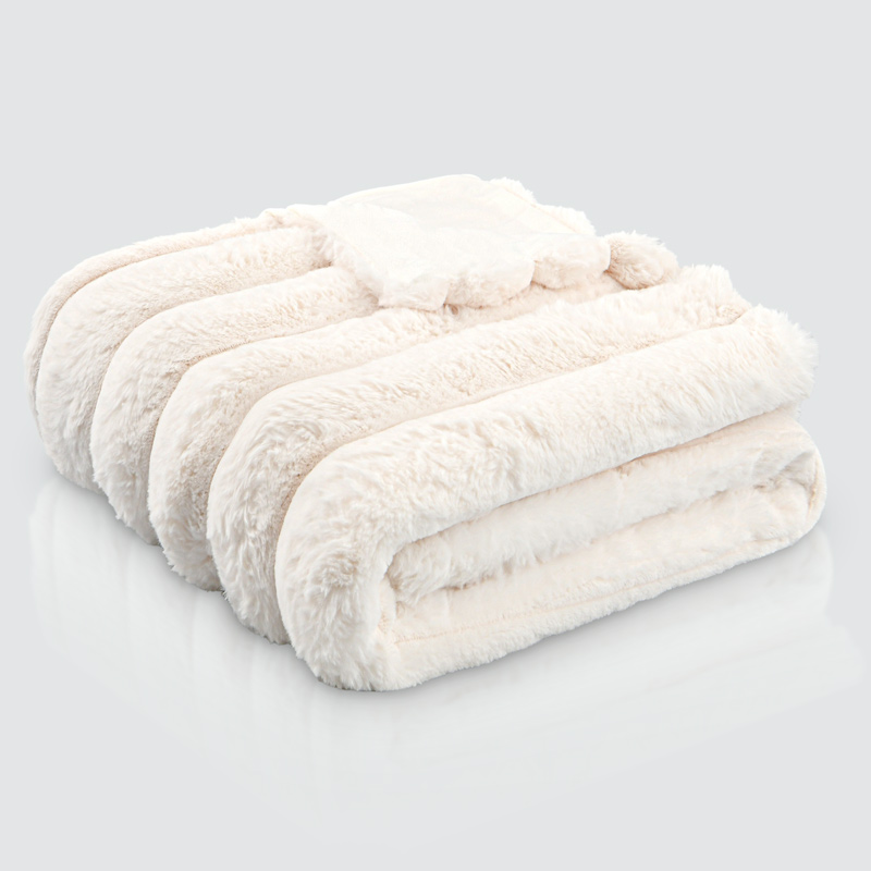 Plaid 'Astrid' imitation fourrure écru