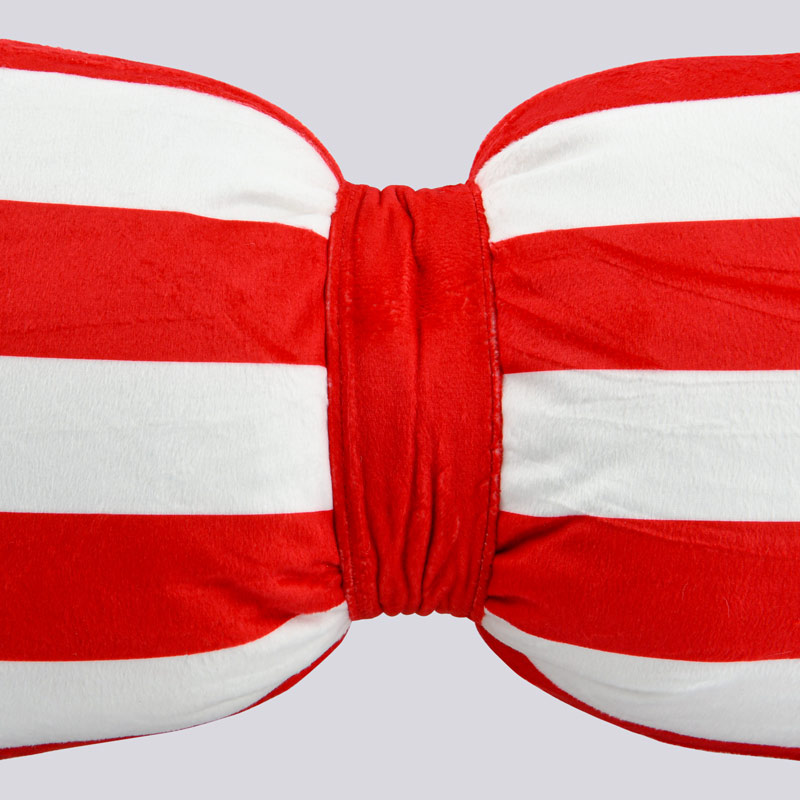 Coussin velours noeud à rayures 