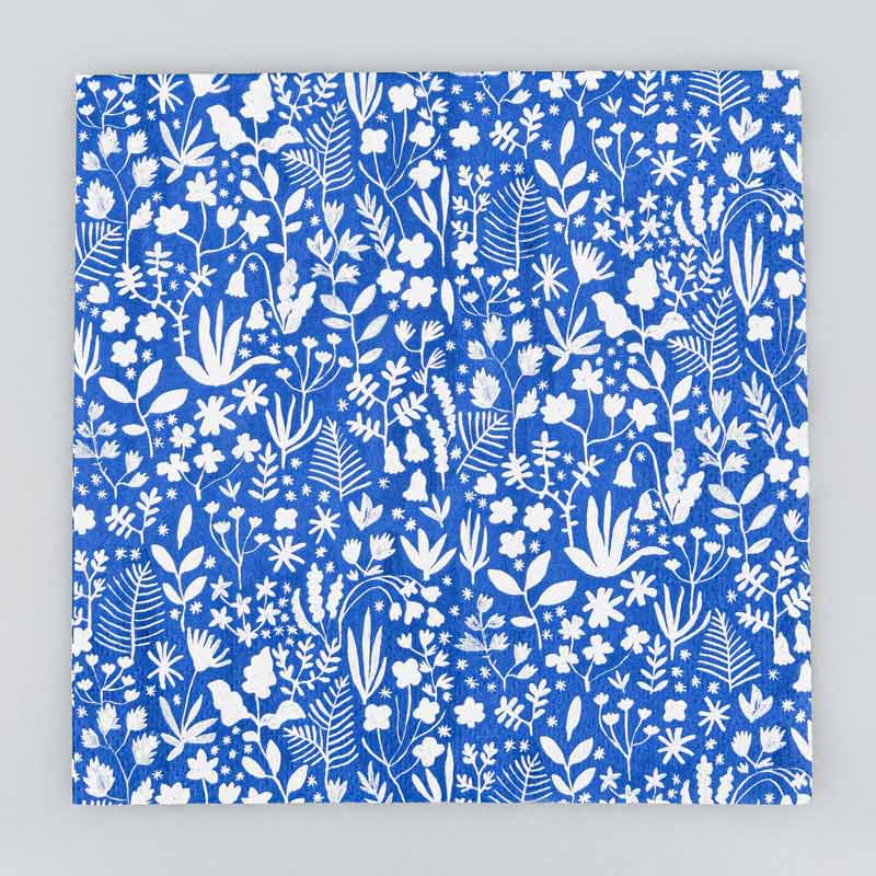 Lot de 20 serviettes jardin bleu