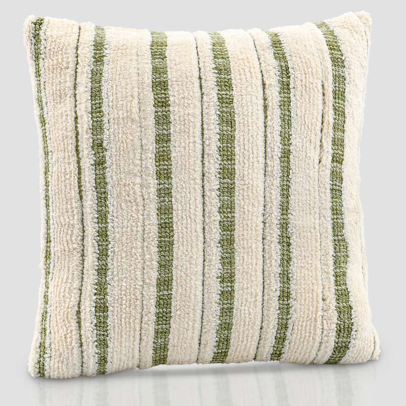 Coussin tufté 'Maia' écru et kaki