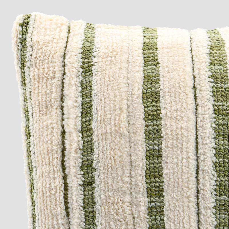 Coussin tufté 'Maia' écru et kaki