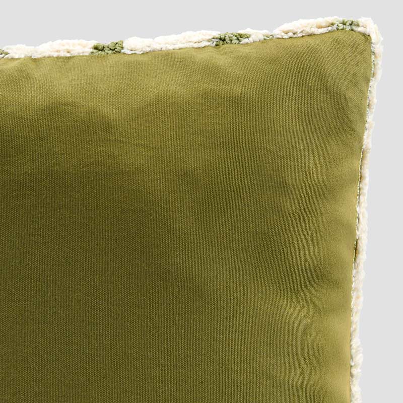 Coussin tufté 'Maia' écru et kaki