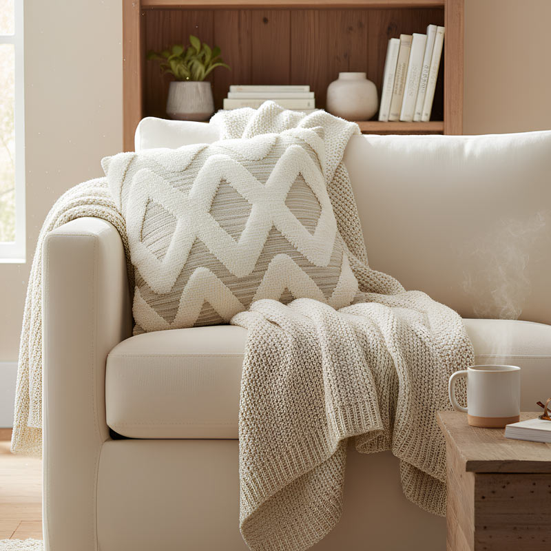 Coussin tufté losanges 'Nepthys' beige