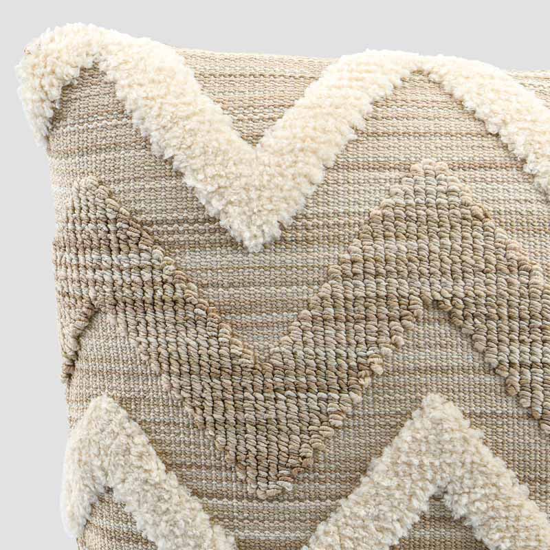 Coussin tufté zigzag 'Mahalia' beige