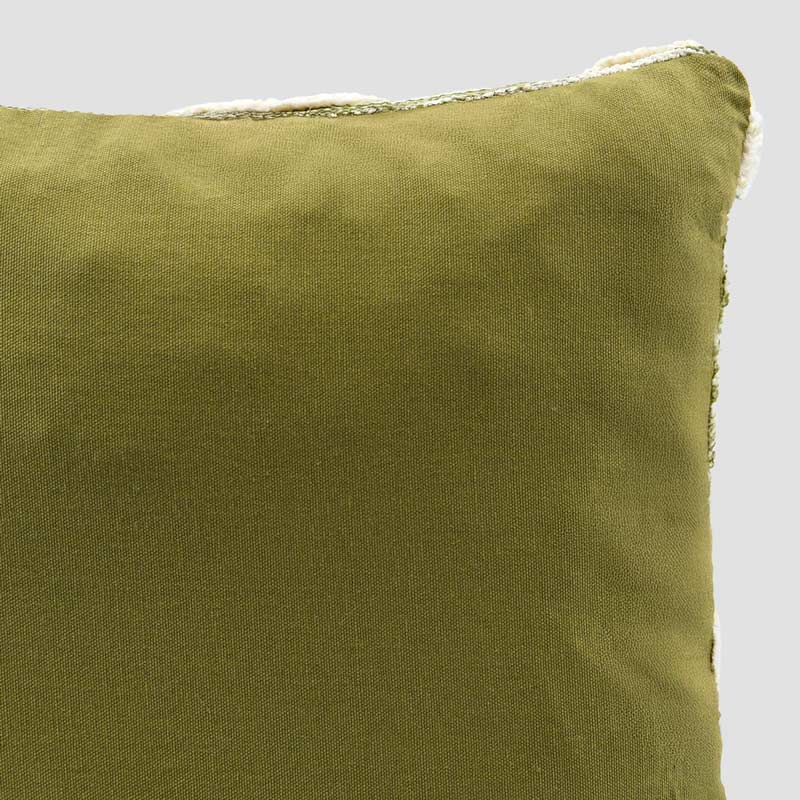 Coussin tufté zigzag 'Mahalia' beige et vert