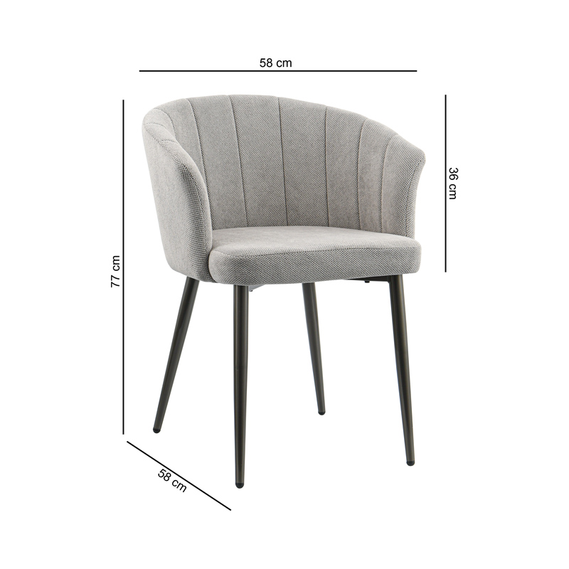 Fauteuil de table 'Juliette' gris