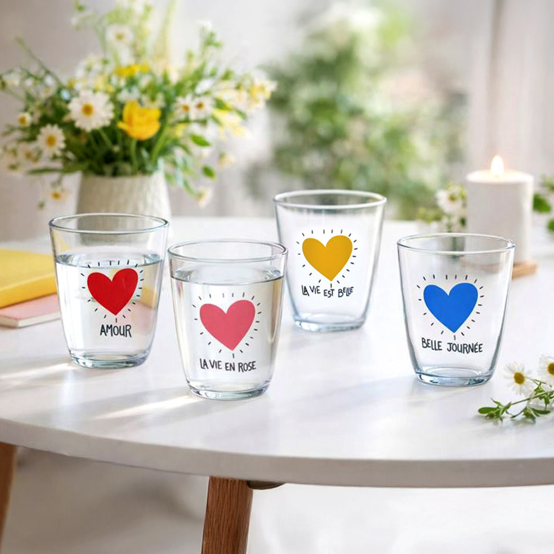 Verre 'La vie est belle' jaune