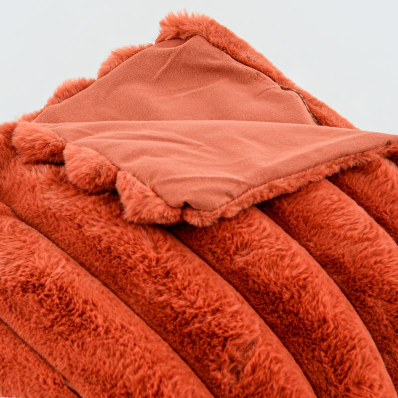 Plaid imitation fourrure 'Stripes' terra