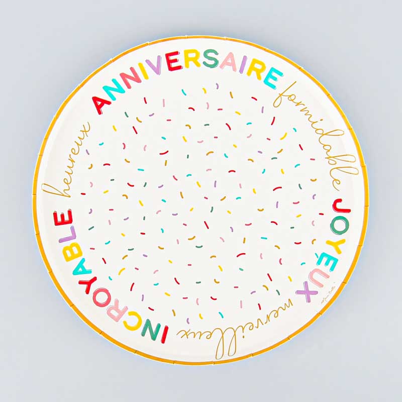 6 assiettes en carton confettis