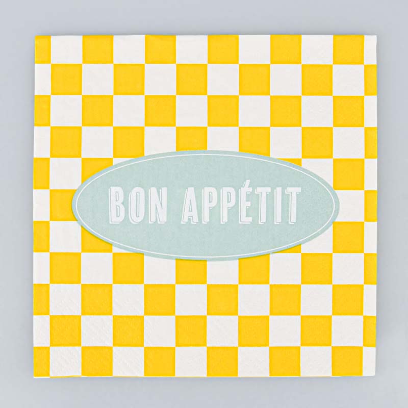 Lot de 20 serviettes damier 'bon appetit'