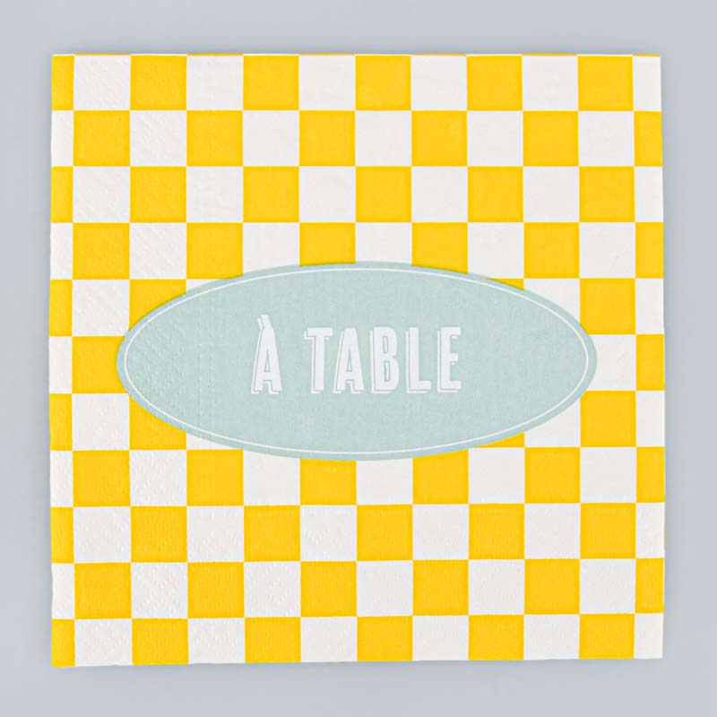 Lot de 20 serviettes damier 'bon appetit'