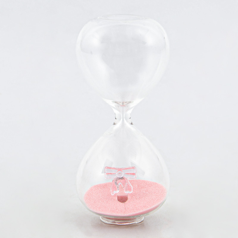 Sablier en verre noeud rose