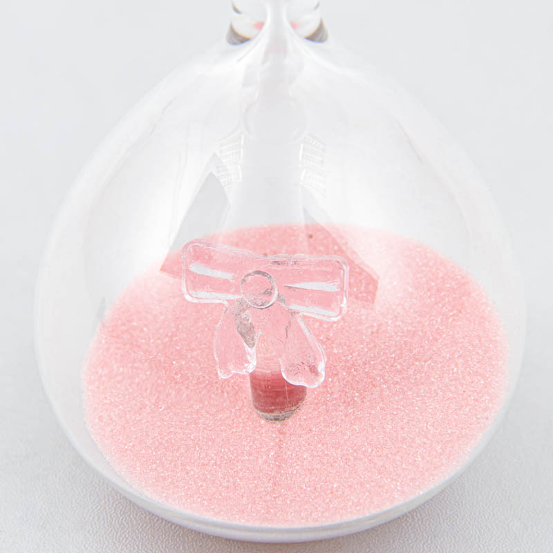 Sablier en verre noeud rose