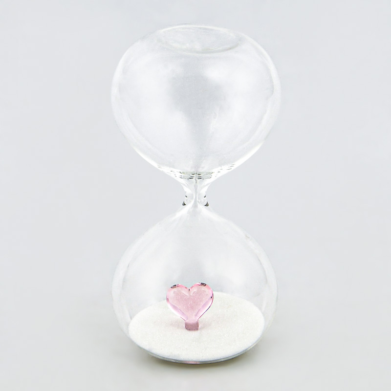 Sablier en verre coeur rose