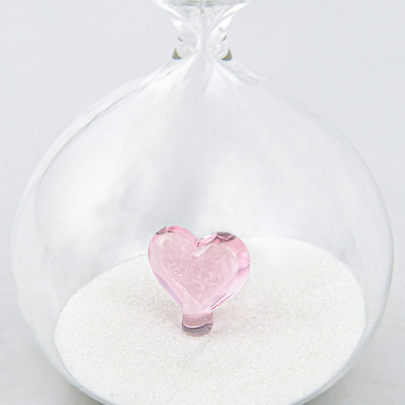Sablier en verre coeur rose