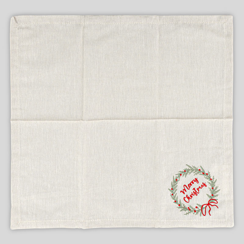 Serviette de table Noël 'Merry Xmas' beige