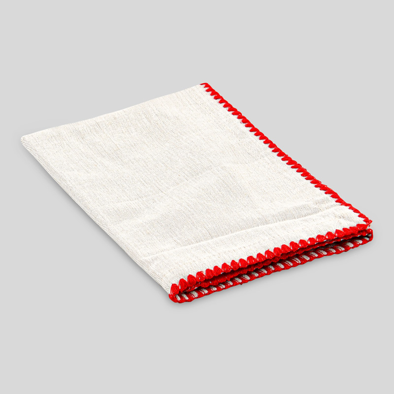 Serviette de table Noël 'Joy' beige et rouge