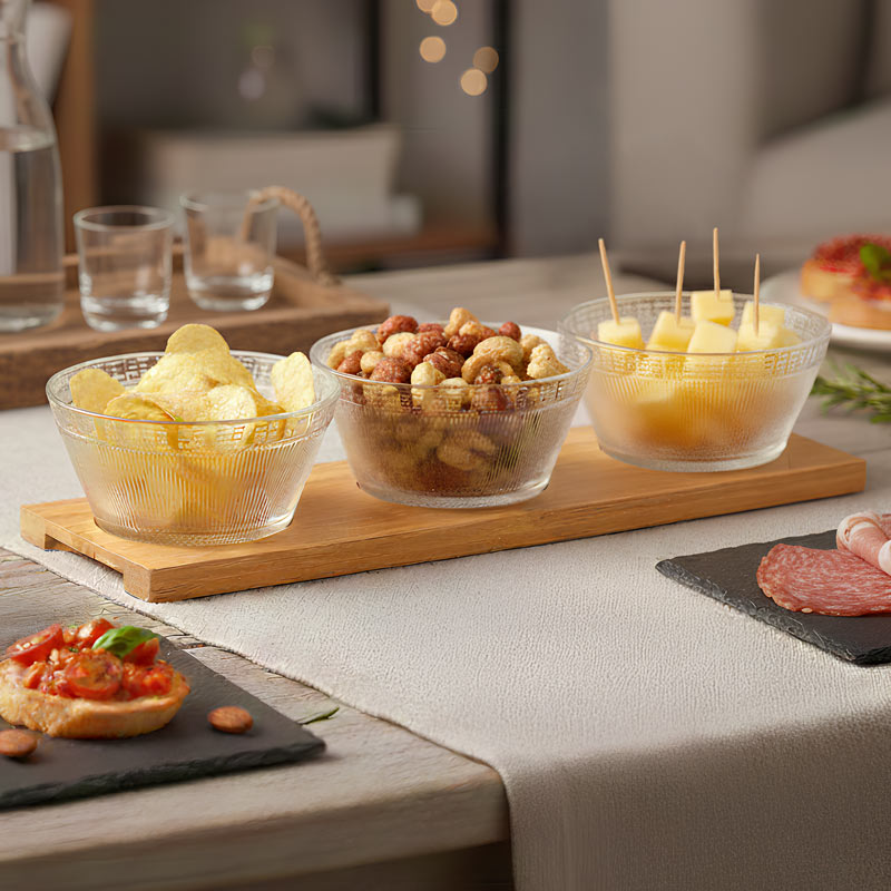 Coffret apéritif 3 coupelles en verre 