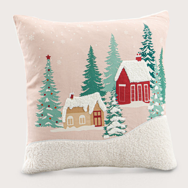 Coussin de Noël 'Winterdays' rose