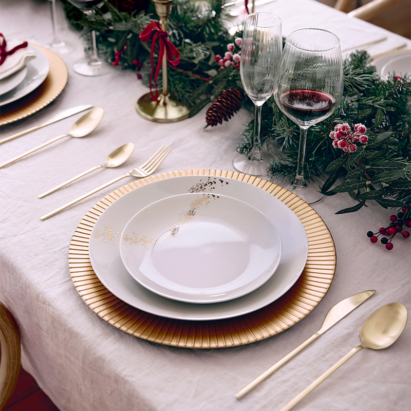 Assiette plate dorée 'Zoelie'