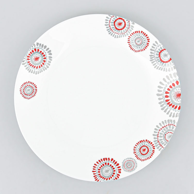 Assiette plate 'Comedia' blanche et rouge 