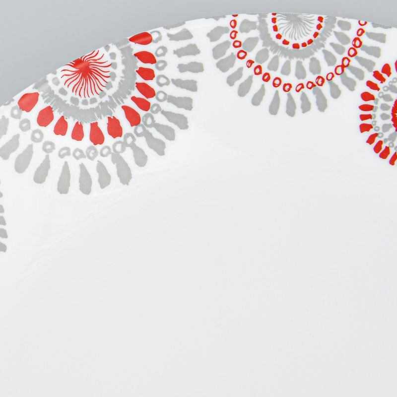 Assiette plate 'Comedia' blanche et rouge 