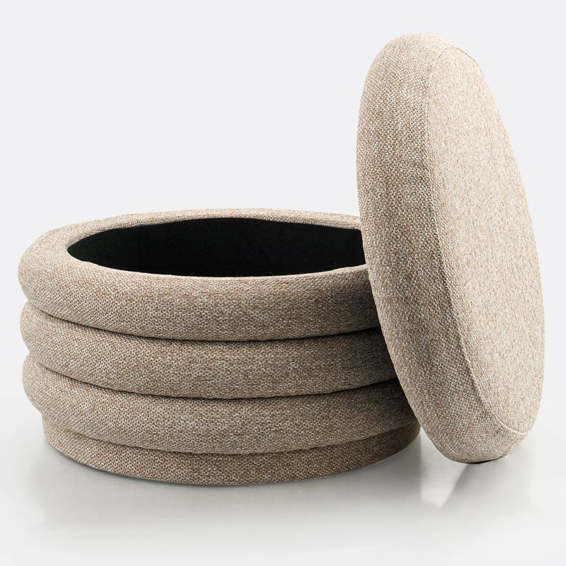 Pouf coffre 'Cosily' rond beige 