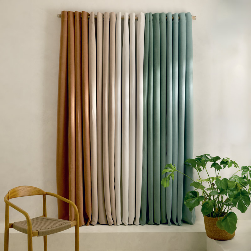 Rideau occultant velours 'Canopee' vert 