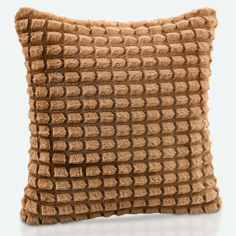 Coussin imitation fourrure 'Neva' moka 