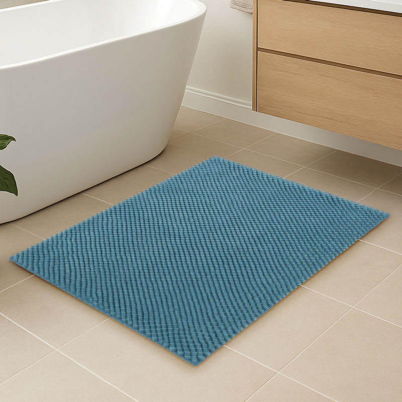 Tapis salle de bain chenille 'Niluxe' bleu