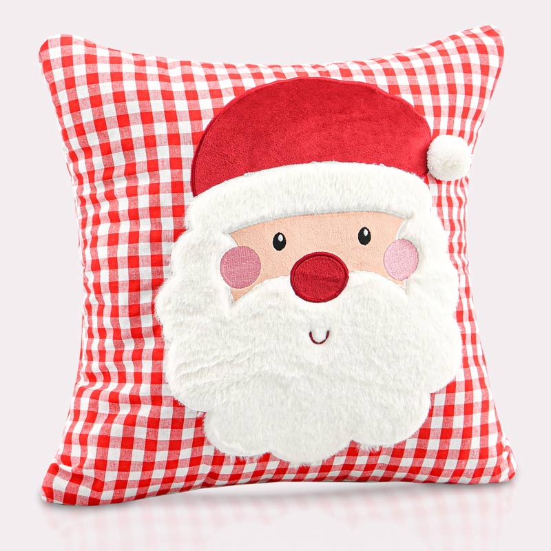 Coussin de Noël 'Jolly' imprimé vichy rouge 