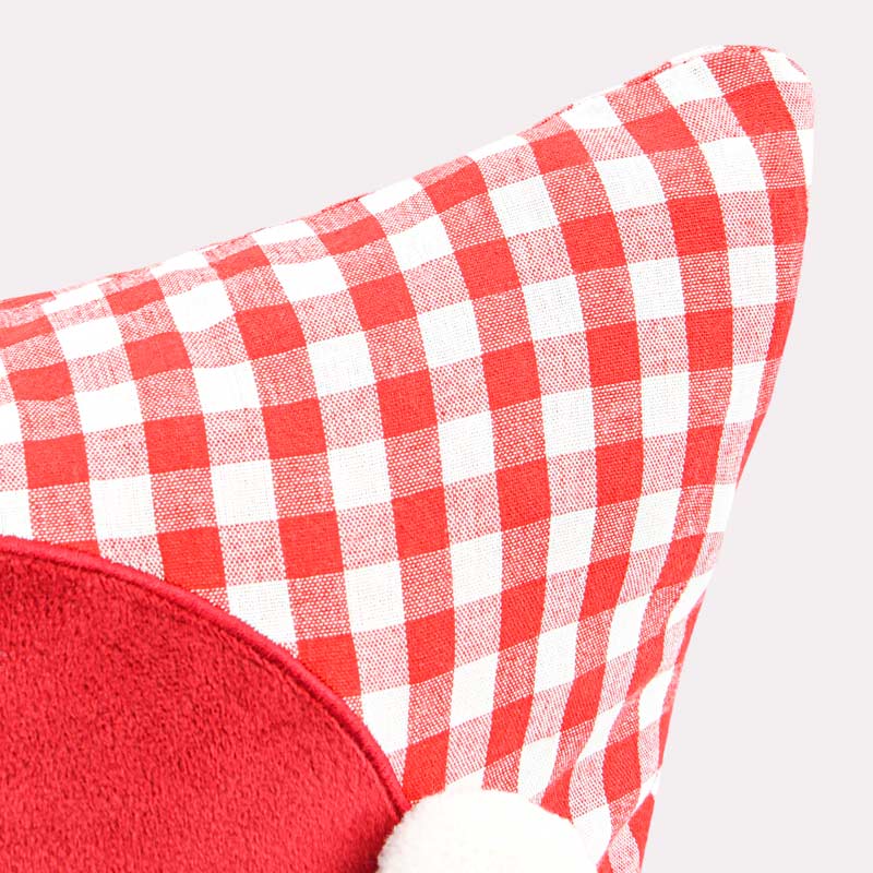 Coussin de Noël 'Jolly' imprimé vichy rouge 