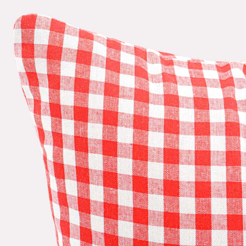 Coussin de Noël 'Jolly' imprimé vichy rouge 
