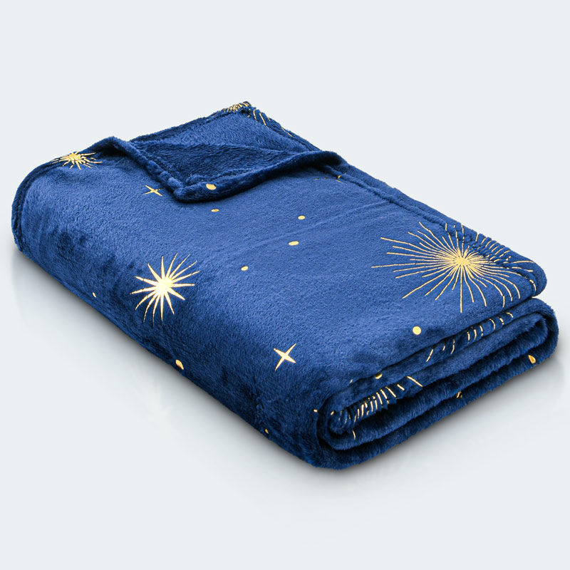 Plaid de Noël imprimé 'Astro' bleu et doré 