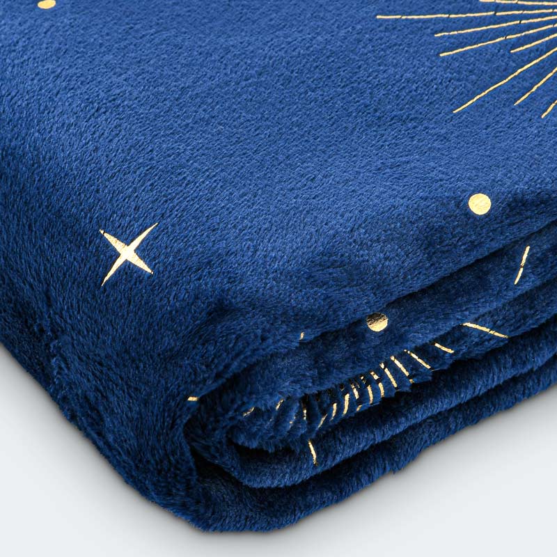 Plaid de Noël imprimé 'Astro' bleu et doré 