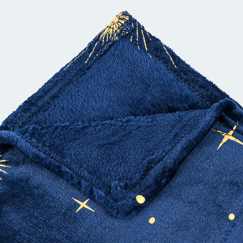 Plaid de Noël imprimé 'Astro' bleu et doré 