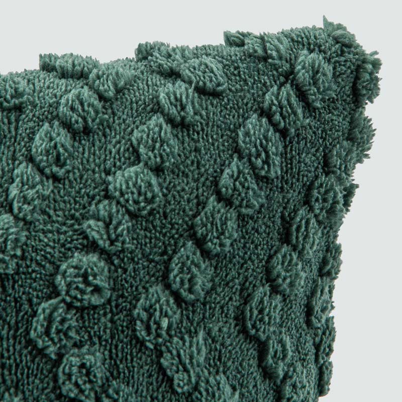 Coussin sherpa 'Morphée' vert émeraude