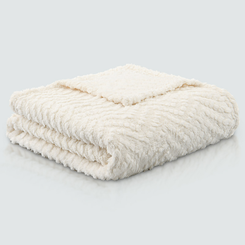 Plaid sherpa jacquard 'Morphée' écru 