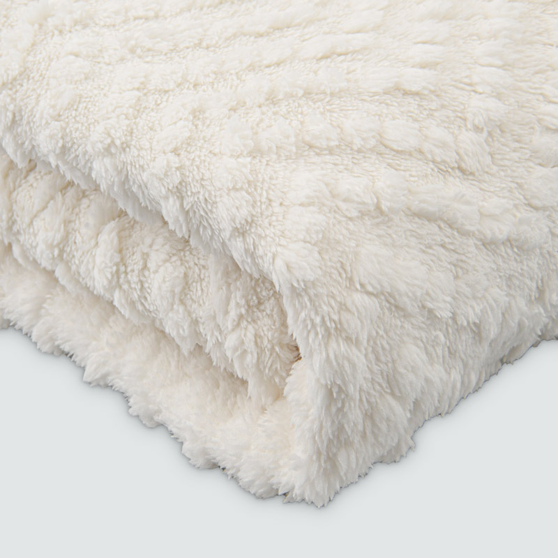 Plaid sherpa jacquard 'Morphée' écru 