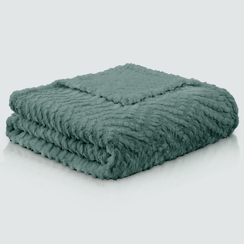 Plaid sherpa jacquard 'Morphée' vert émeraude