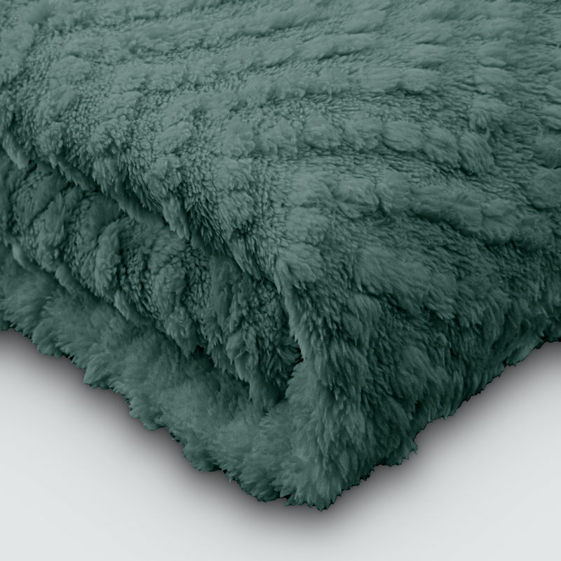 Plaid sherpa jacquard 'Morphée' vert émeraude