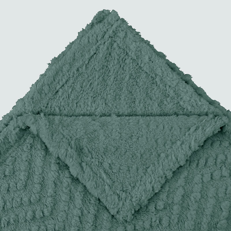 Plaid sherpa jacquard 'Morphée' vert émeraude