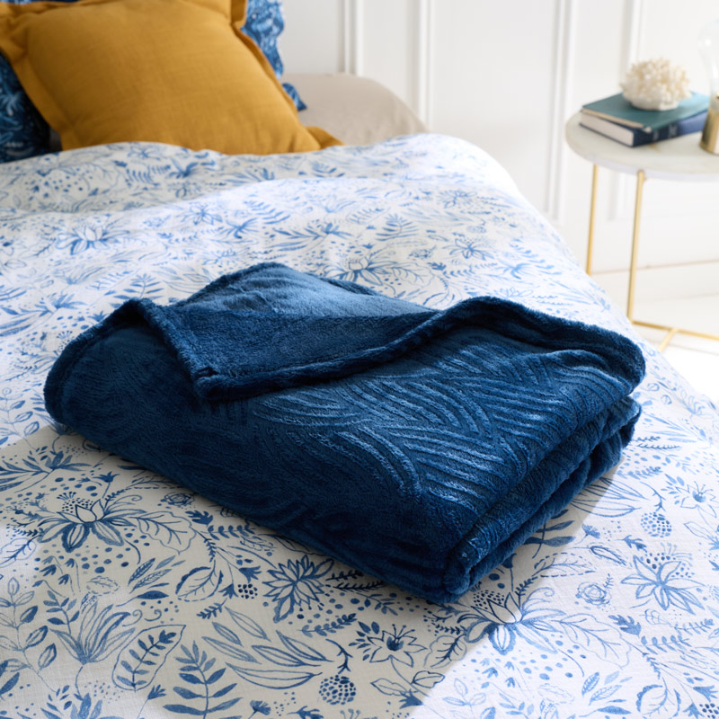 Plaid microfibre 'Magic' bleu